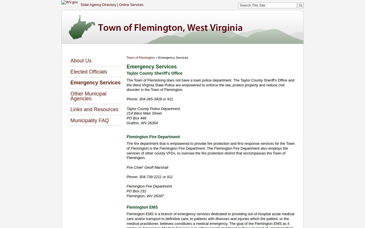 Taylor County Flemington emergency-services arrest-record source page