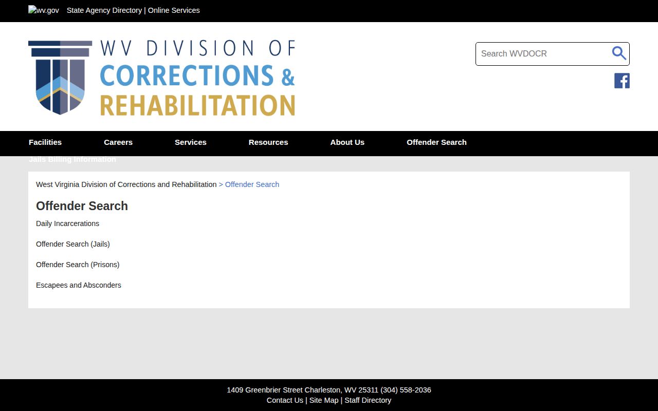 Taylor County jail roster search through the official WVDCR Offender Search hub